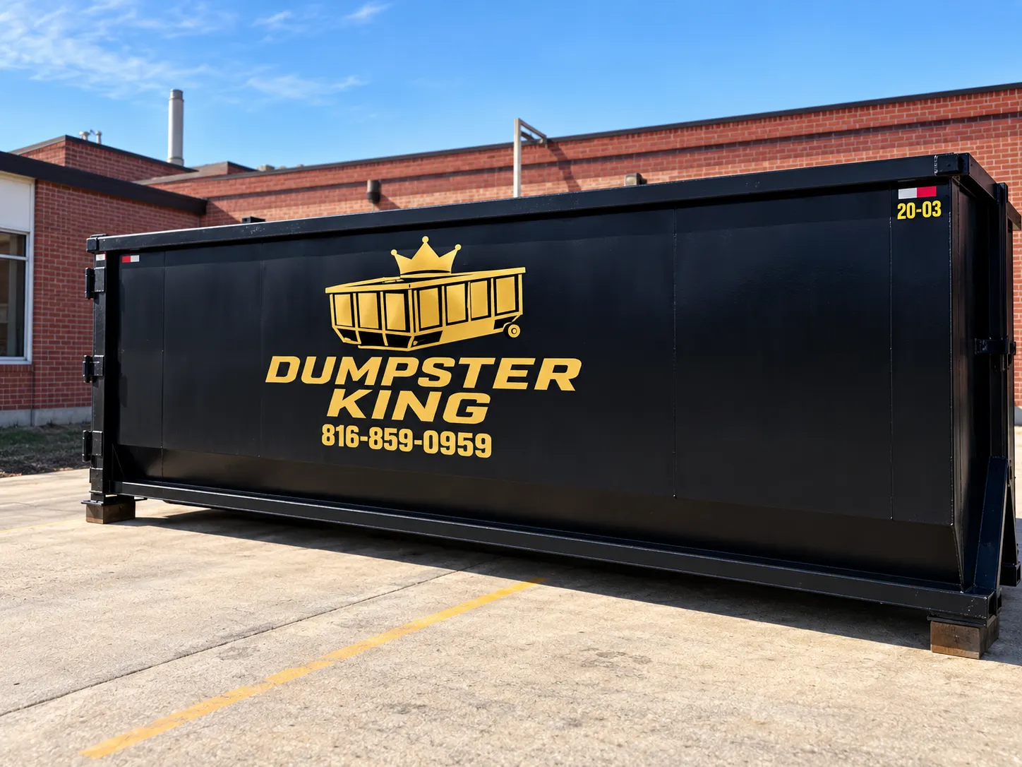 Dumpster King roll-off dumpster at a Kansas City commercial property